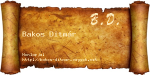 Bakos Ditmár névjegykártya